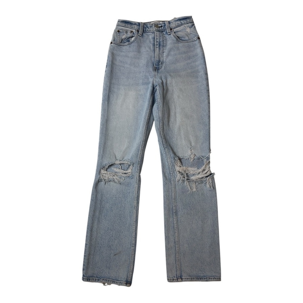 Abercrombie and Fitch 90's straight high Rise Jeans size 26/2 Distressed Denim - Picture 2 of 13